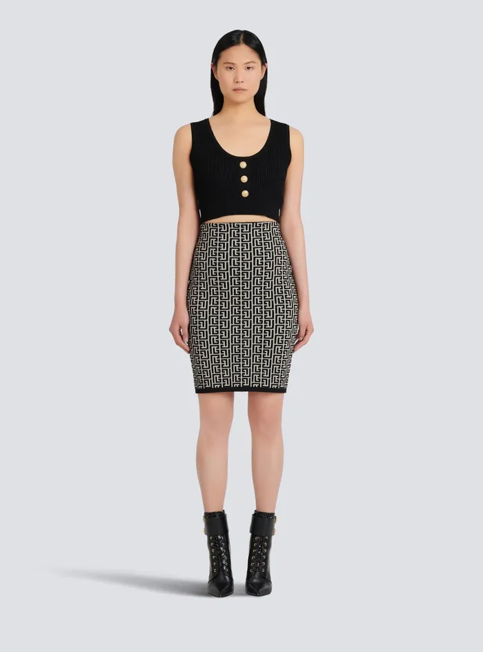 Ecodesigned Knit Crop Top Black Women Balmain Tops And Shirts