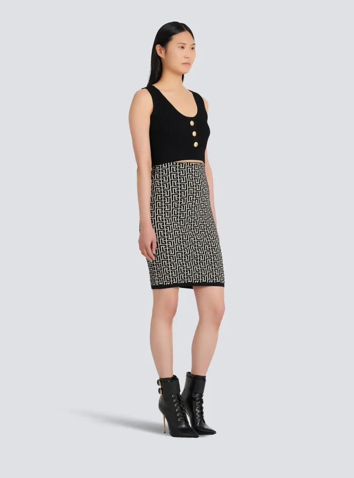 Ecodesigned Knit Crop Top Black Women Balmain Tops And Shirts