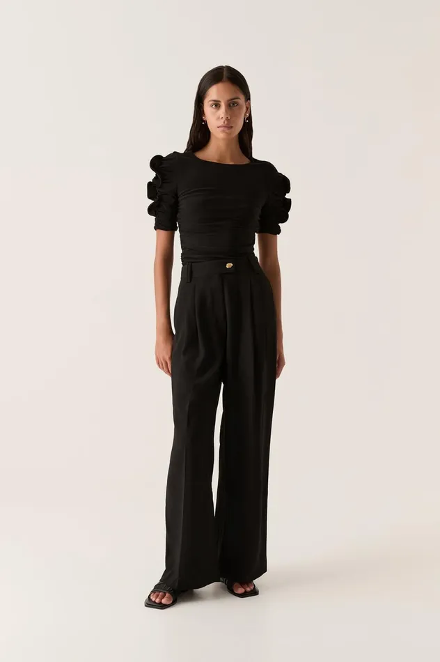 Elixir Gathered Jersey Top Black Women Aje Body 038 Crepe Knit