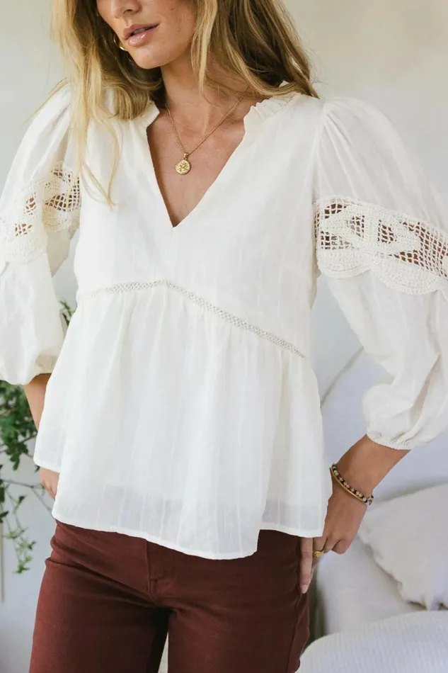 Ellison Blouse In Cream Cream Women Bohme Tops