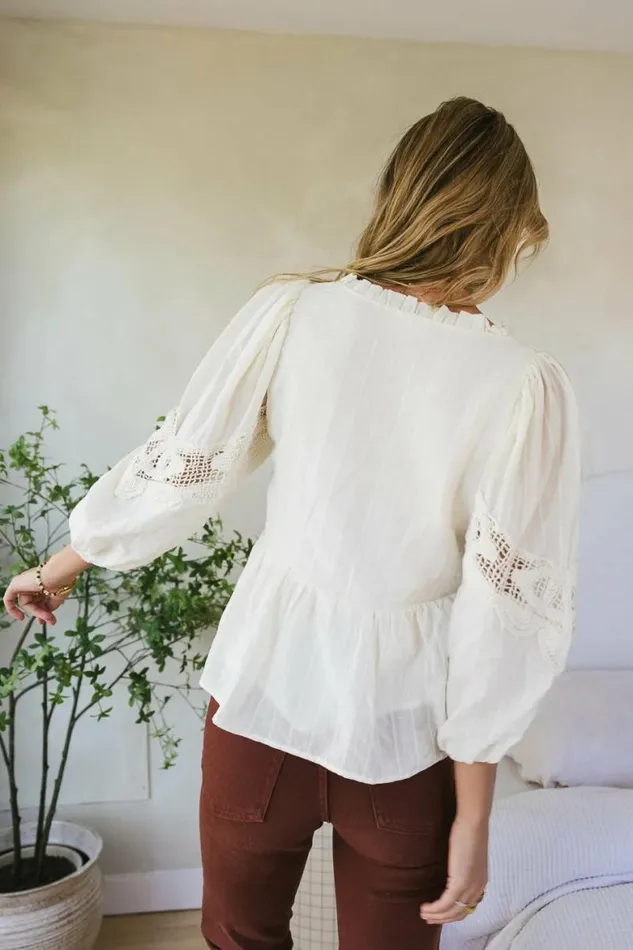 Ellison Blouse In Cream Cream Women Bohme Tops