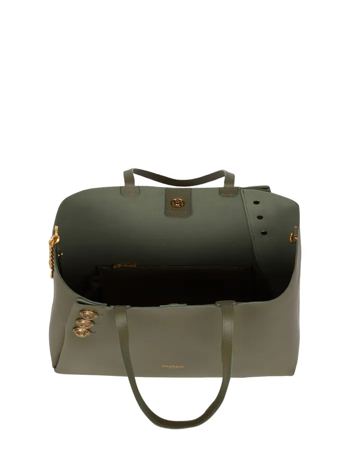 Emblegraveme Leather Tote Bag Khaki Women Balmain Shoulder Bags
