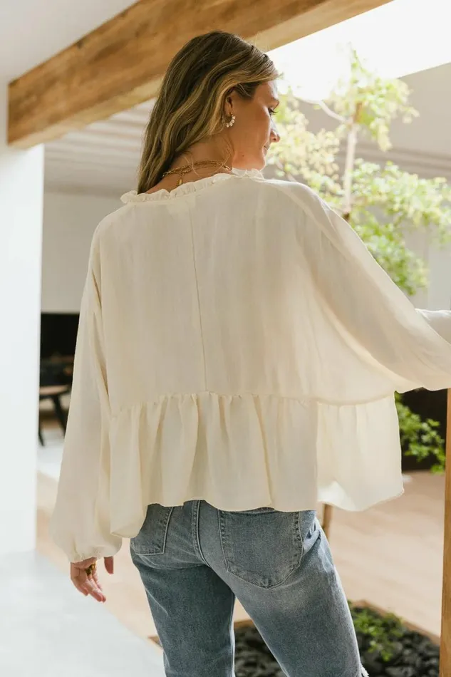 Embroidered Babydoll Blouse 8211 FINAL SALE Ivory Women Bohme Tops