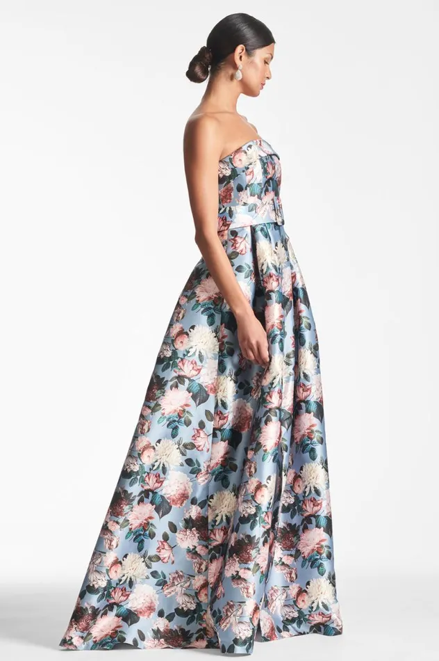 Evening Women Sachin and Babi Brielle Gown 8211 Ice Blue Garden