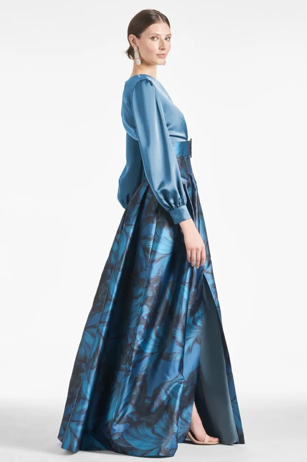 Evening Women Sachin and Babi Zoe Gown 8211 Smokey SlateTonal Petal