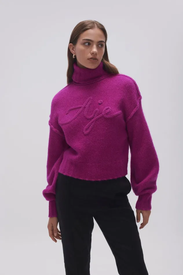 Evita Balloon Sleeve Jumper Plum Purple Women Aje Knitwear 038 Jumpers