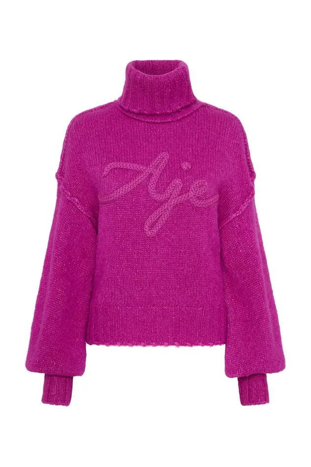 Evita Balloon Sleeve Jumper Plum Purple Women Aje Knitwear 038 Jumpers