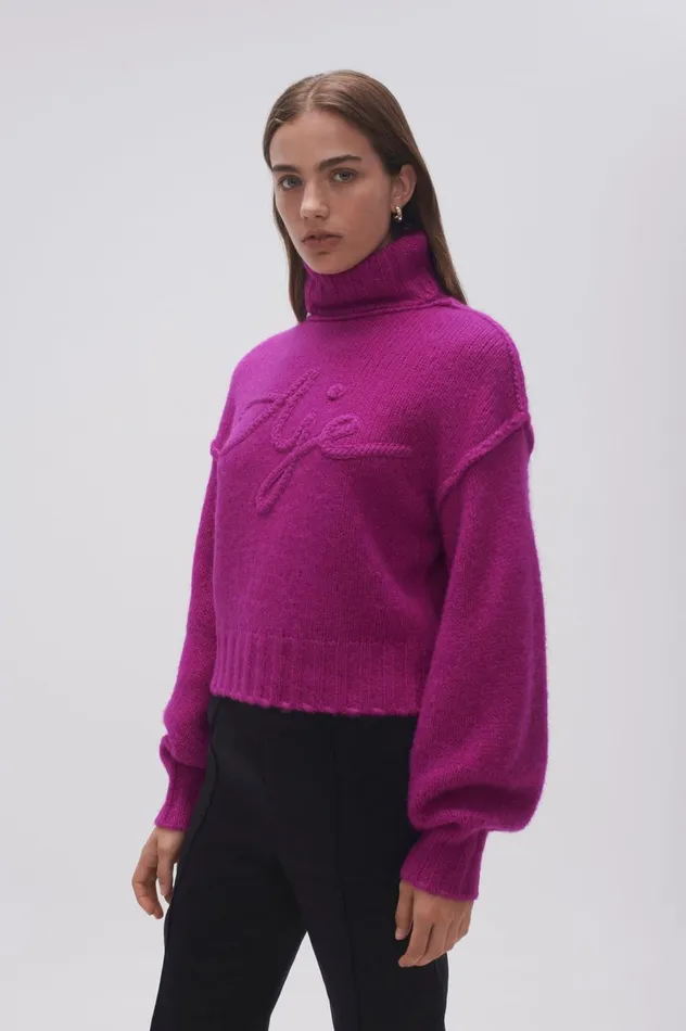 Evita Balloon Sleeve Jumper Plum Purple Women Aje Knitwear 038 Jumpers