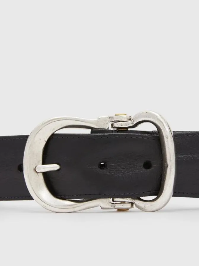 FIBEL ANTIQUE NICKLE FINISH BELT Black AccessoriesLeather John Varvatos Belts FIBEL ANTIQUE NICKLE FINISH BELT Black AccessoriesLeather John Varvatos Belts