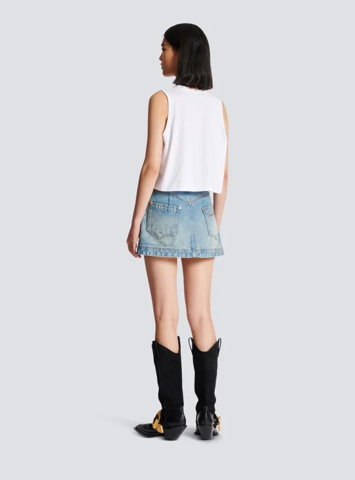 Flocked Tank Top White Women Balmain TShirts
