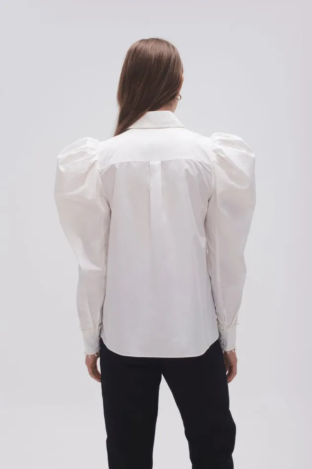 Florence Pearl Trim Blouse Ivory Women Aje Tops