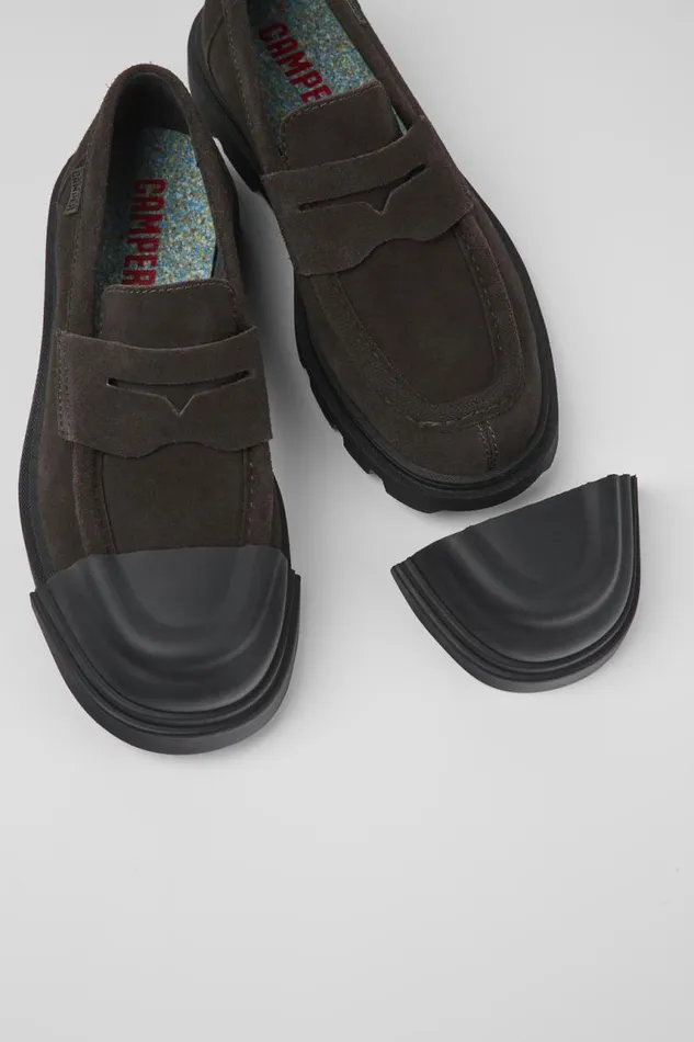 Formal Shoes Women Camper Junction Gray Nubuck Loafer Formal Shoes Women Camper Junction Gray Nubuck Loafer