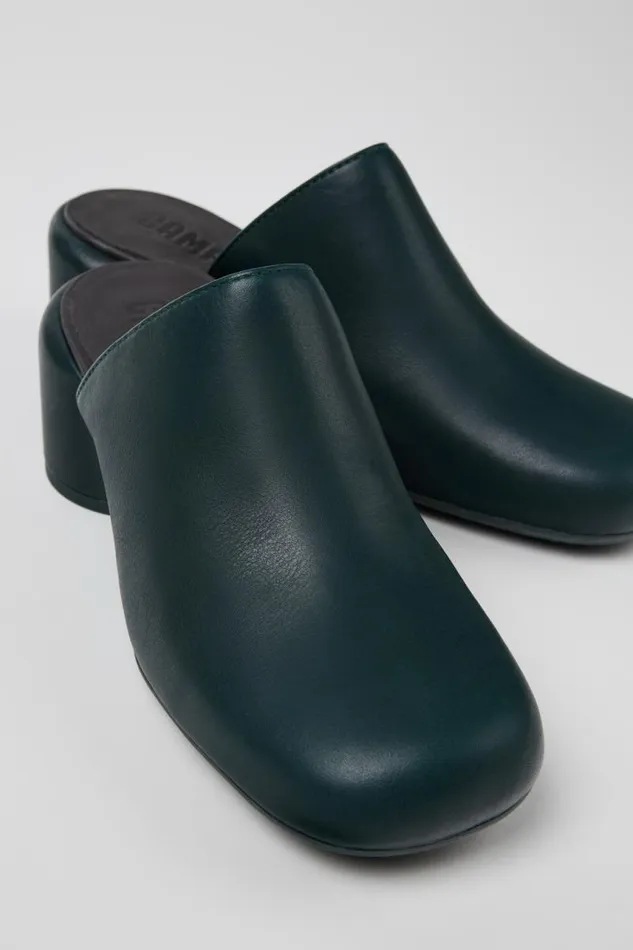 Formal Shoes Women Camper Niki Green Leather Clogs