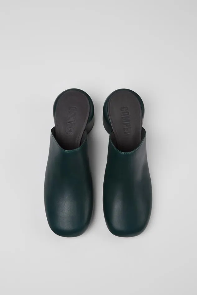 Formal Shoes Women Camper Niki Green Leather Clogs Formal Shoes Women Camper Niki Green Leather Clogs