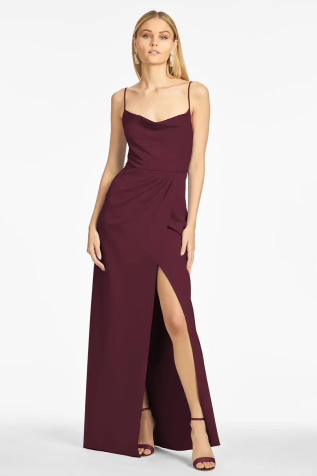 Formal Women Sachin and Babi Paulina 4Way Stretch Crepe Gown 8211 Deep Wine