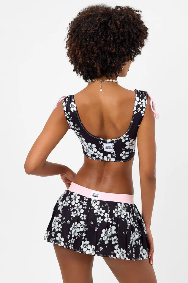 Frankies Bikinis Active Women Windy Floral Tennis Skirt Plush Plumeria
