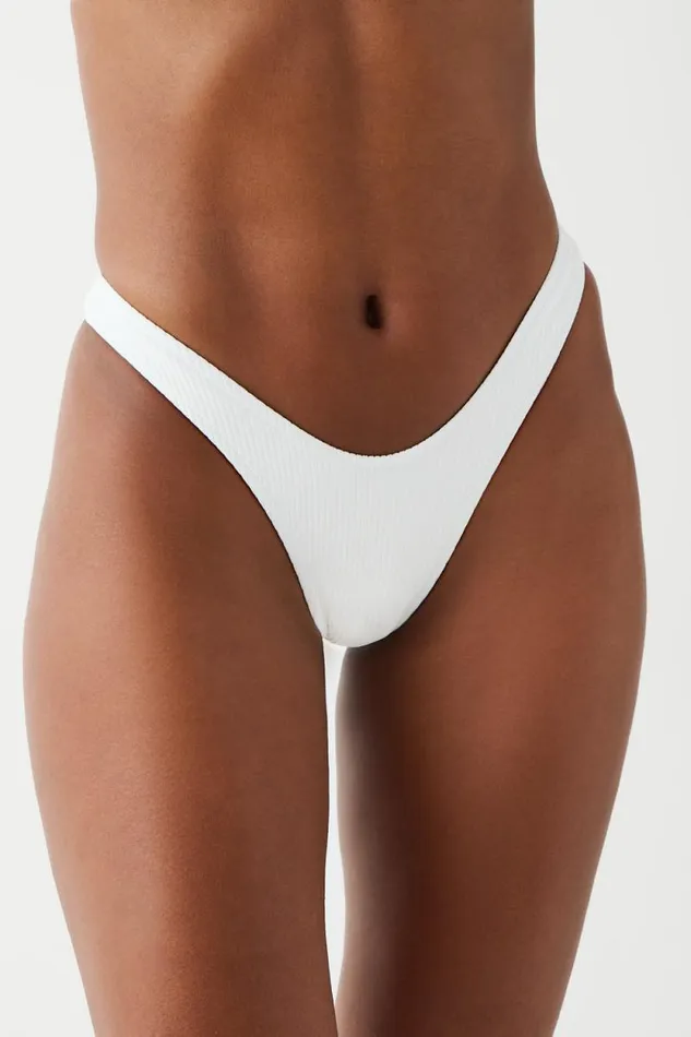 Frankies Bikinis Bikinis Women Full Moon Micro Ribbed Bikini Bottom White