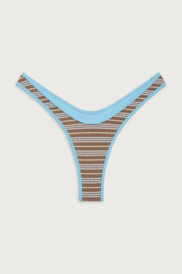 Frankies Bikinis Bikinis Women Full Moon Striped Micro Bikini Bottom Ocean Stone