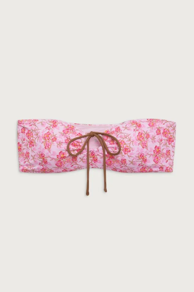 Frankies Bikinis Bikinis Women Meredith Floral Bandeau Bikini Top Watercolor Hibiscus
