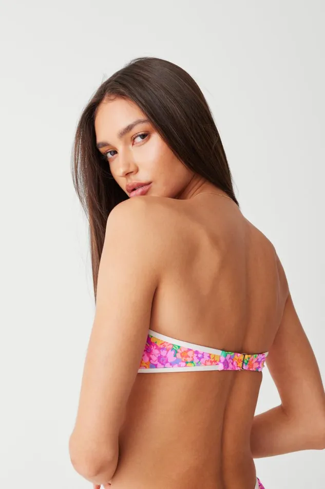Frankies Bikinis Bikinis Women Rosabella Floral Bandeau Bikini Top Daisy Pond