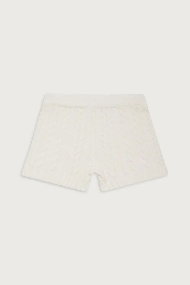 Frankies Bikinis Cloud Knits Women Evermore Cable Cloud Knit Micro Short Snow White