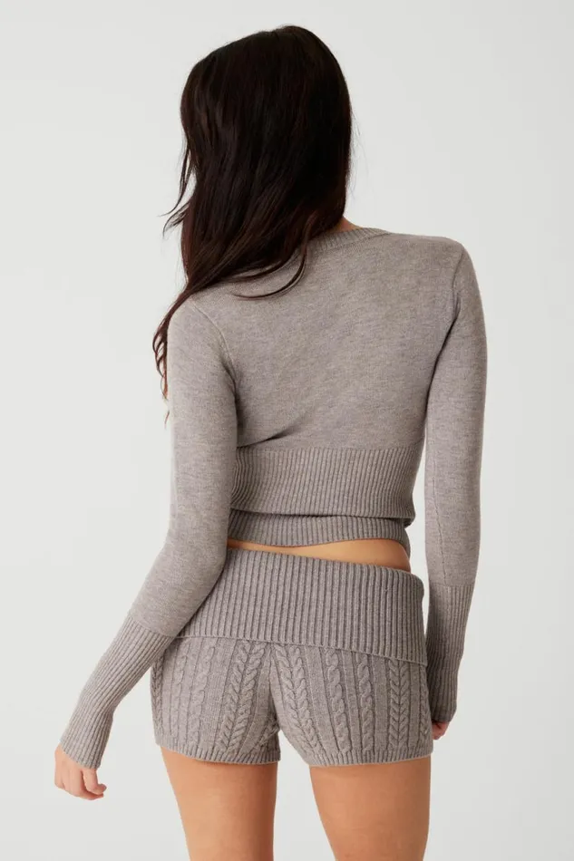 Frankies Bikinis Cloud Knits Women Nolan Cable Cloud Knit Mini Short Dark Pearl