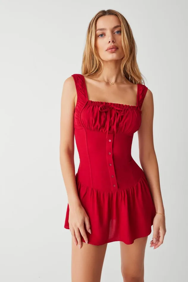 Frankies Bikinis Dresses Women Christa Ruffle Mini Dress Romance