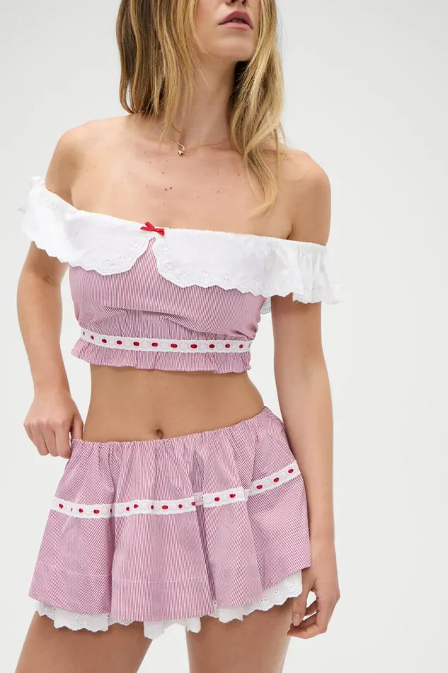 Frankies Bikinis Matching Sets Women Darling Striped Skirt Peppermint