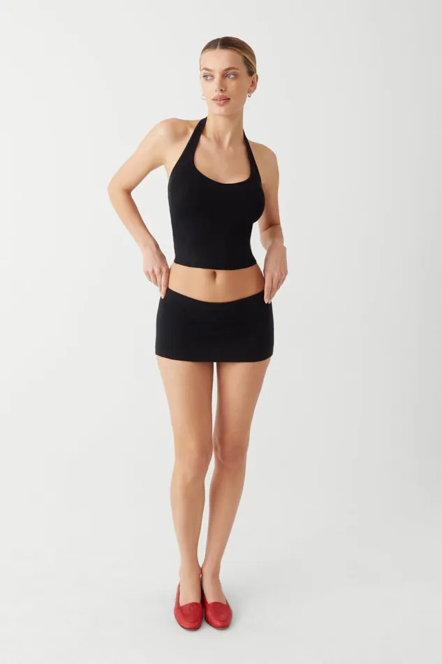 Frankies Bikinis Matching Sets Women Marialla Knit Halter Top Black