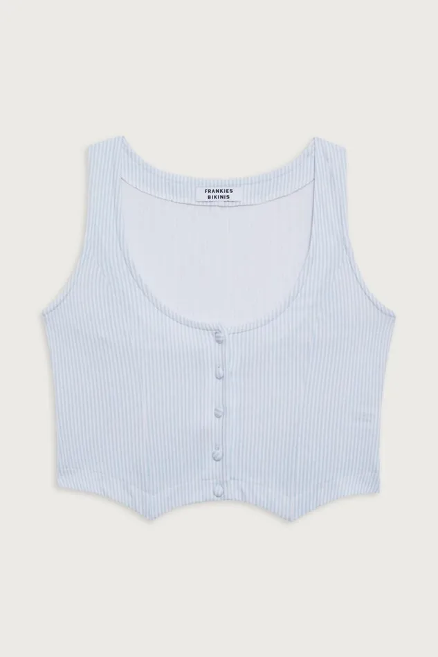 Frankies Bikinis Matching Sets Women Nantucket Striped Cotton Vest Sleepy Stripe