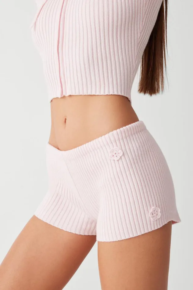 Frankies Bikinis Matching Sets Women Providence Cloud Knit Mini Short Rose Quartz