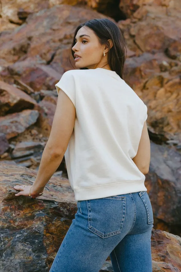 Gabrielle Muscle Sweater Tee In Cream 8211 FINAL SALE Cream Women Bohme Tops