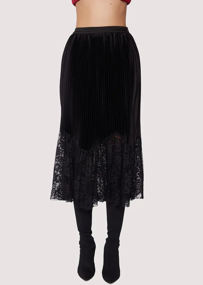 Genesis Pleated Midi Skirt Black Women Lost Wander Skirts