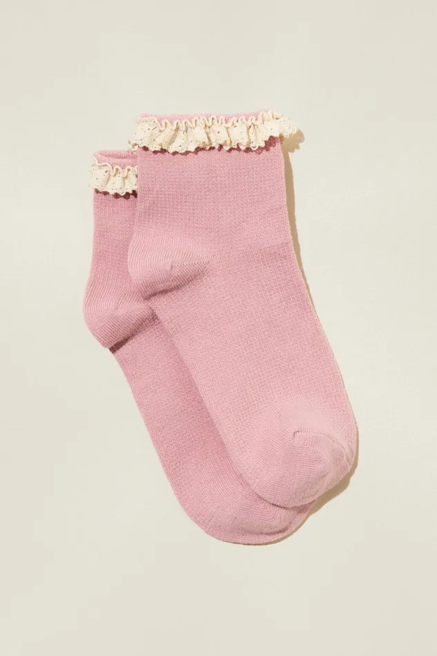 Girls 214Boys 214 Socks and Tights Cotton On Single Pack Mid Crew Sock Zephyr Crochet
