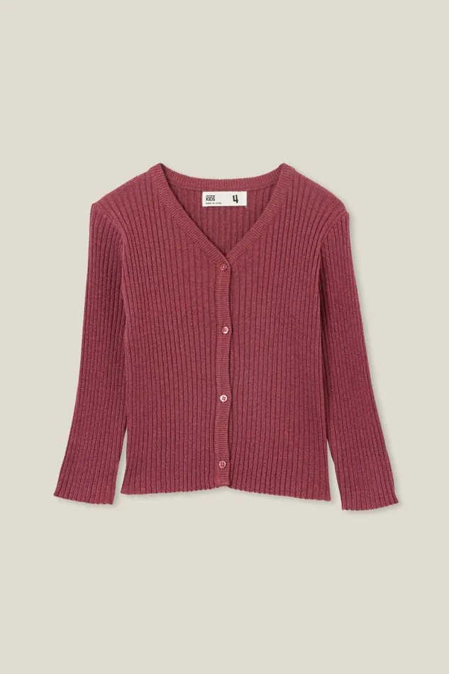 Girls 214 Jackets and Sweaters Cotton On Molly Cardigan Vintage Berry Sparkle