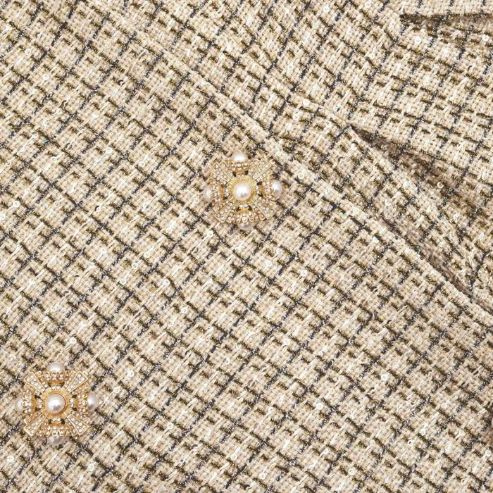 Gold Boucle Open Neck Mini Dress Women Self Portrait Dresses