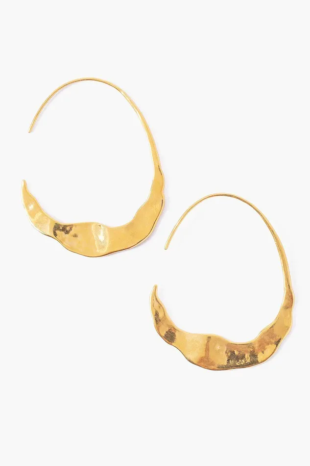 Gold Crescent Moon Hoops Women Chan Luu Earrings
