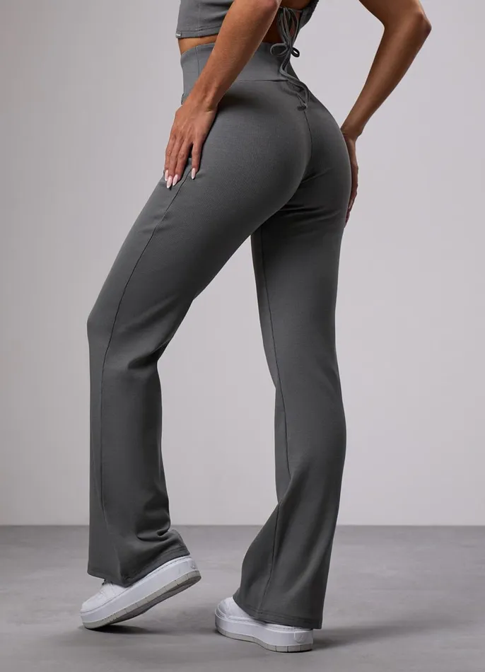 Gym King CoOrds Women 365 Rib Flared Legging 8211 Dark Sage