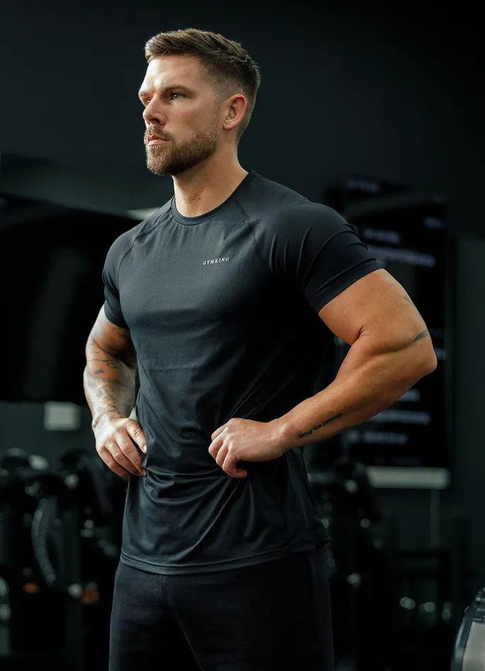 Gym King Gymwear Men Energy Linear Tee 8211 Black