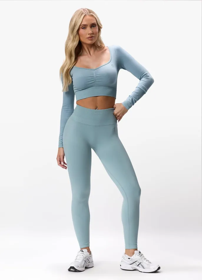 Gym King Gymwear Women Sculpt Seamless Legging 8211 Stone Blue