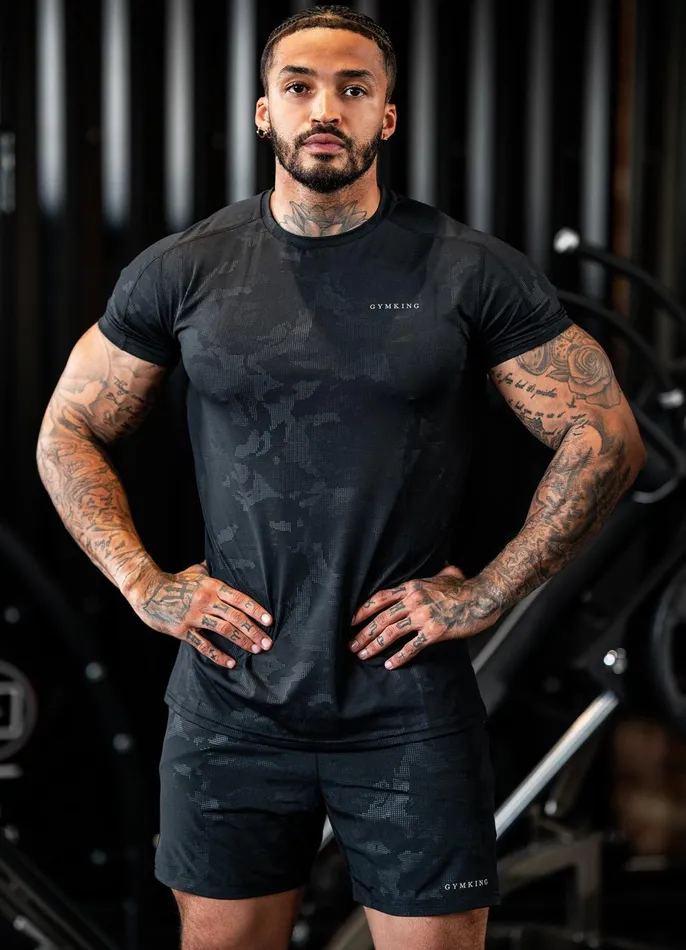 Gym King Shorts Men Debossed Camo Short 5034 8211 Black