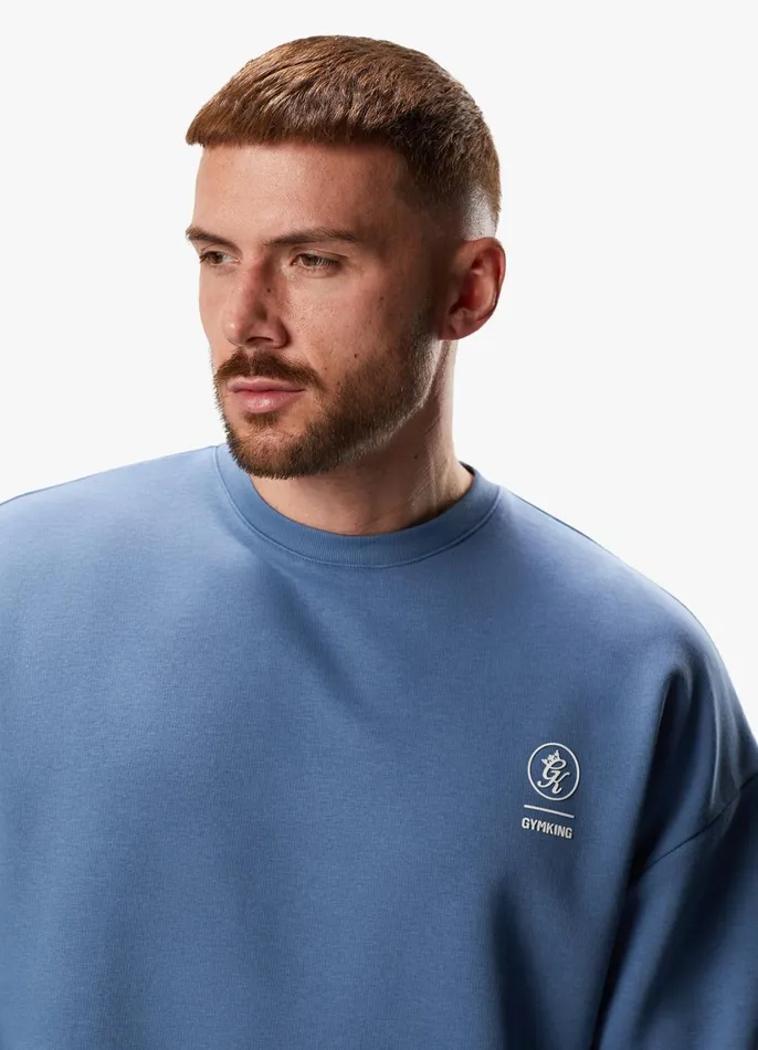 Gym King Sweatshirts and Hoodies Men Aventus Drop Shoulder Crew 8211 Blue Smoke