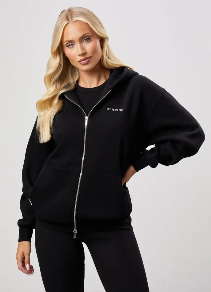 Gym King Sweatshirts and Hoodies Women 365 Oversized Zip Up Hoodie 8211 Black