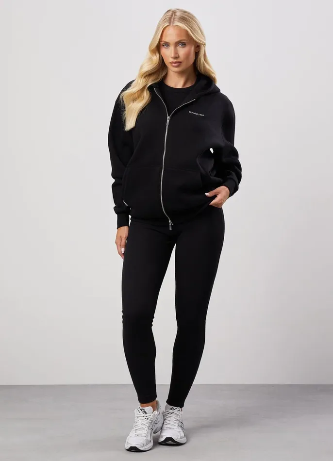 Gym King Sweatshirts and Hoodies Women 365 Oversized Zip Up Hoodie 8211 Black