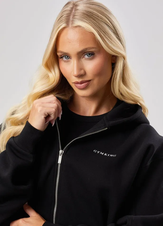 Gym King Sweatshirts and Hoodies Women 365 Oversized Zip Up Hoodie 8211 Black