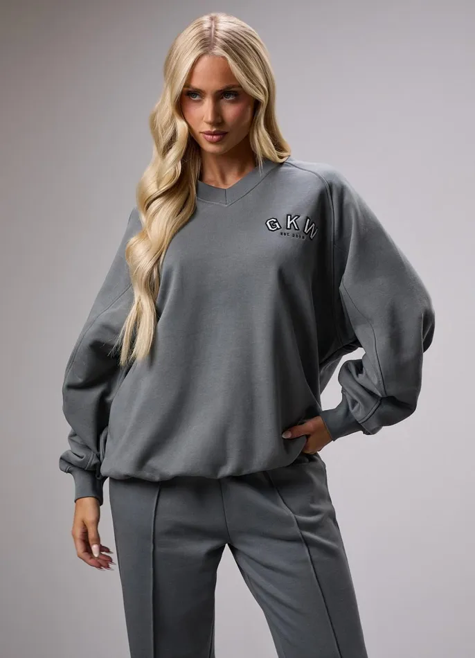 Gym King Sweatshirts and Hoodies Women GKW Sports Luxe V Neck Crew 8211 Dark Sage