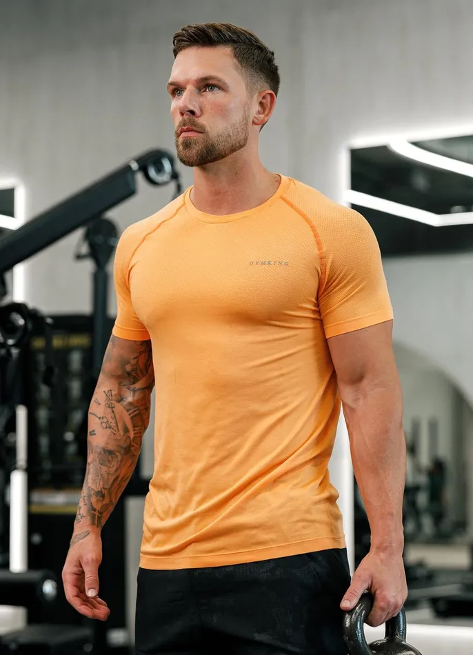 Gym King TShirts Men Seamless Tee 8211 Soft Orange