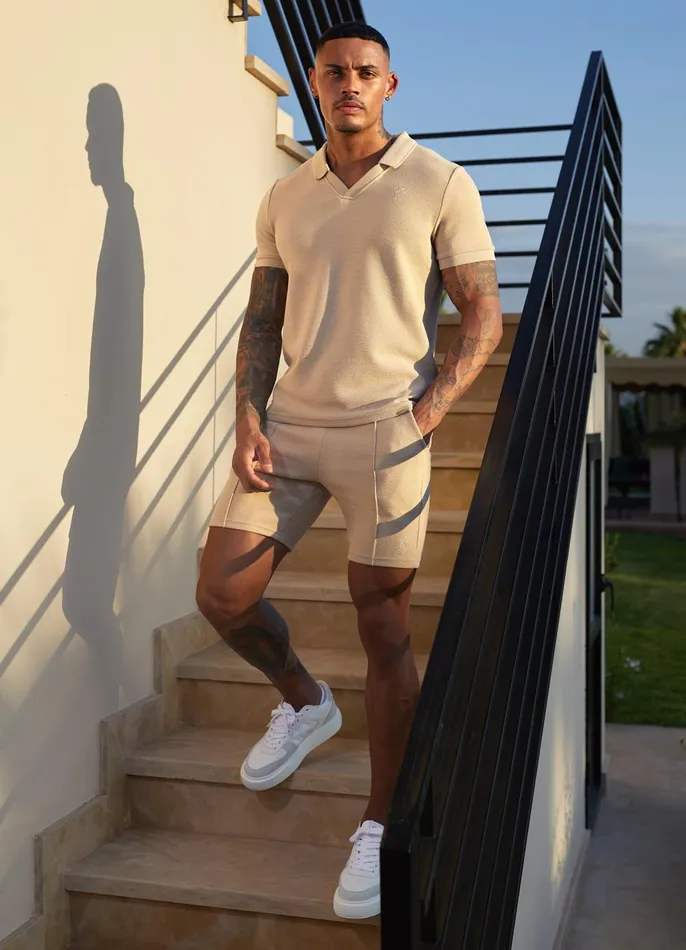Gym King TShirts Men Signature Texture Polo 8211 Stone