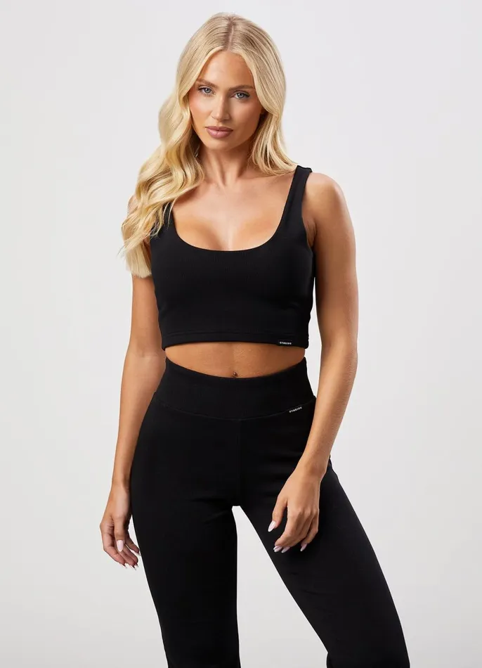Gym King Tops and TShirts Women 365 Rib Scoop Neck Bralette 8211 Black