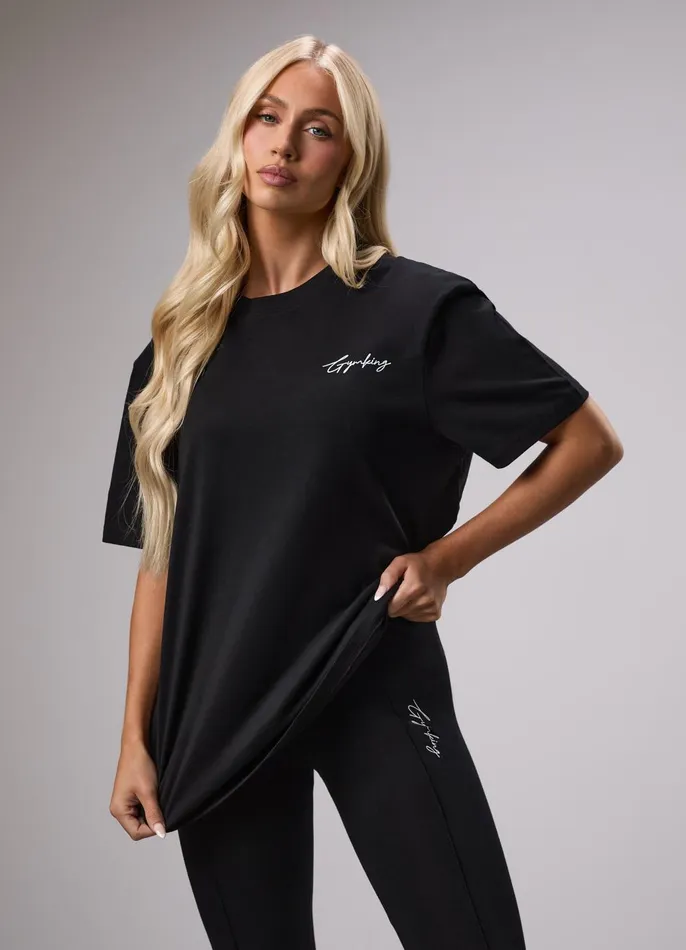 Gym King Tops and TShirts Women Reset Boyfriend Tee 8211 Black